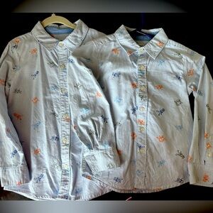 Boys Matching Dino Oxford Shirts, 4/5, 7